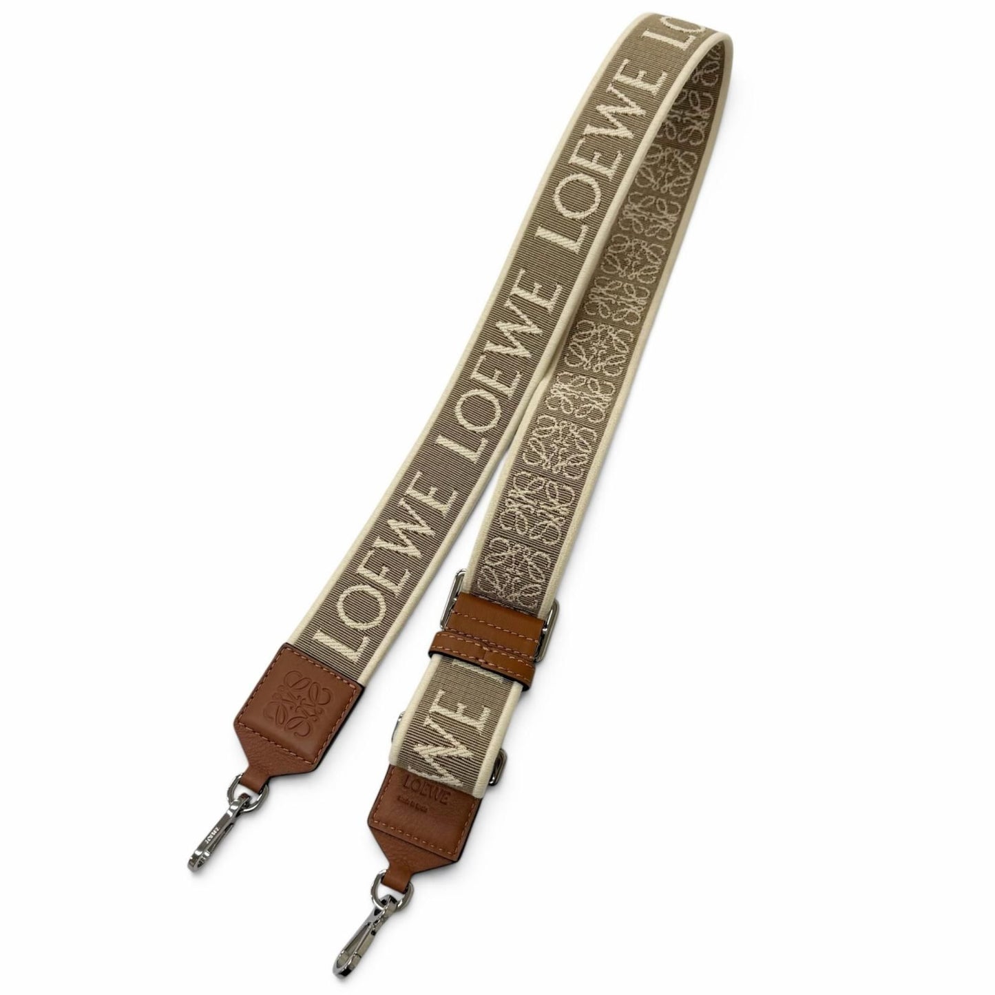 Loewe Canvas Leather Anagram Shoulder Strap Beige Brown