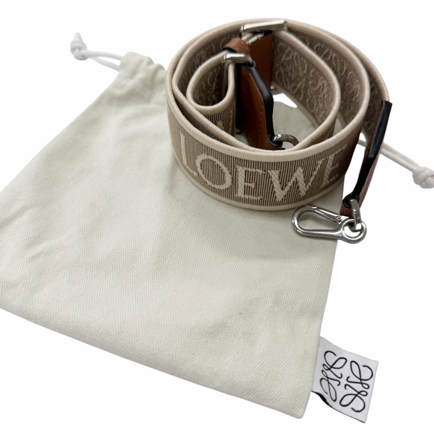 Loewe Canvas Leather Anagram Shoulder Strap Beige Brown — view 2