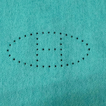 Hermes Cashmere Perforated Logo Fringe Scarf Shawl Turquoise Blue — view 6