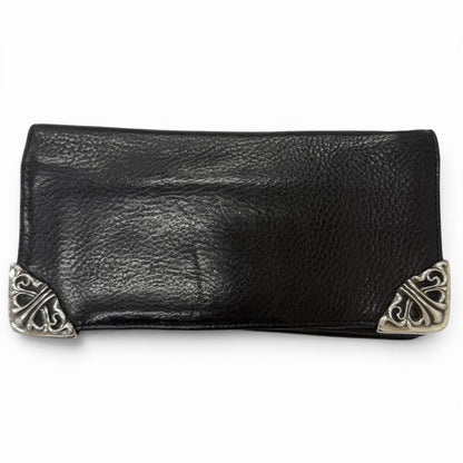 Chrome Hearts Lng Sngl Fld Tips Leather Single Fold Wallet Black Silver