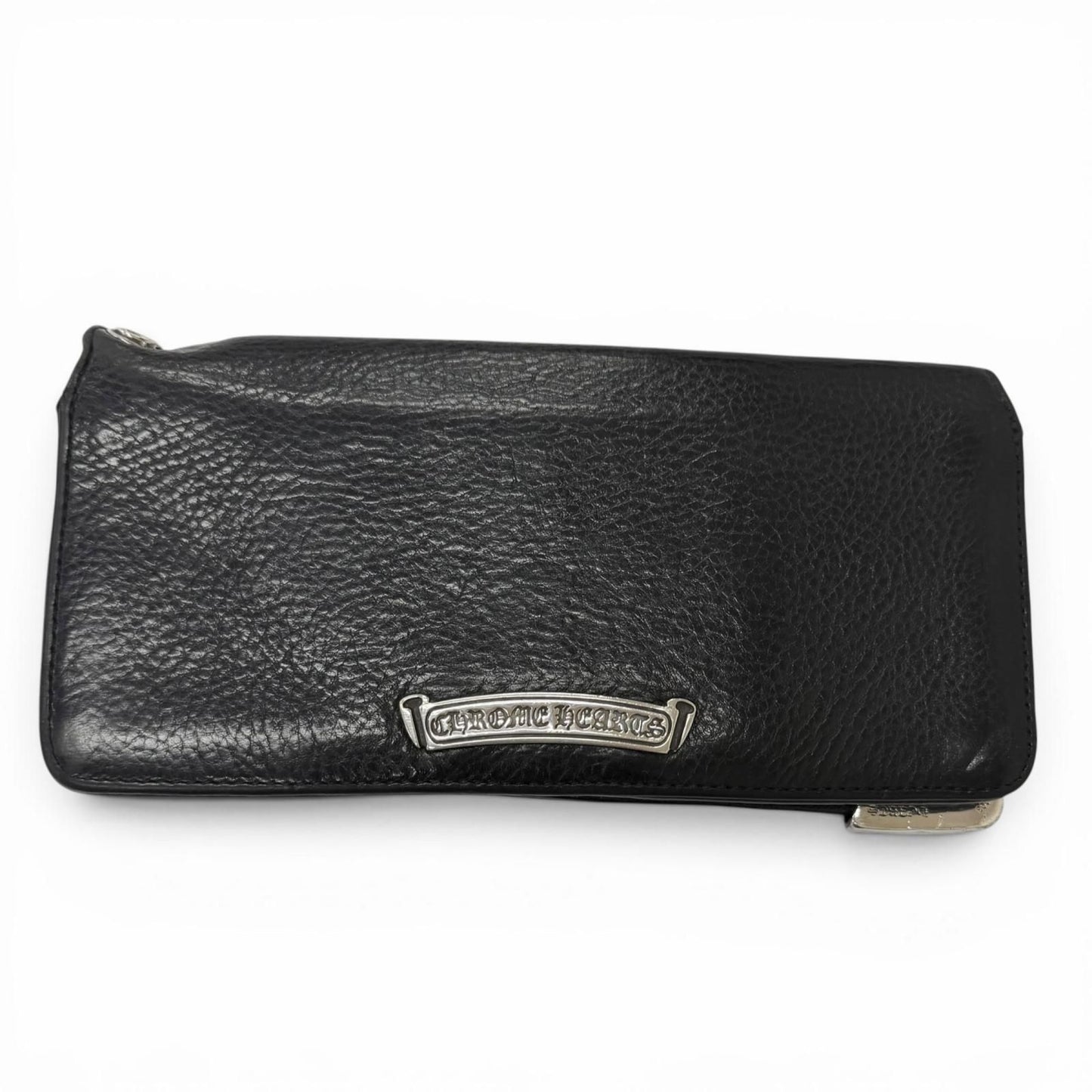 Chrome Hearts Lng Sngl Fld Tips Leather Single Fold Wallet Black Silver — view 2