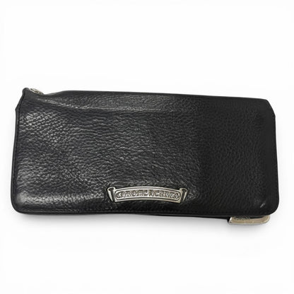 Chrome Hearts Lng Sngl Fld Tips Leather Single Fold Wallet Black Silver — view 2