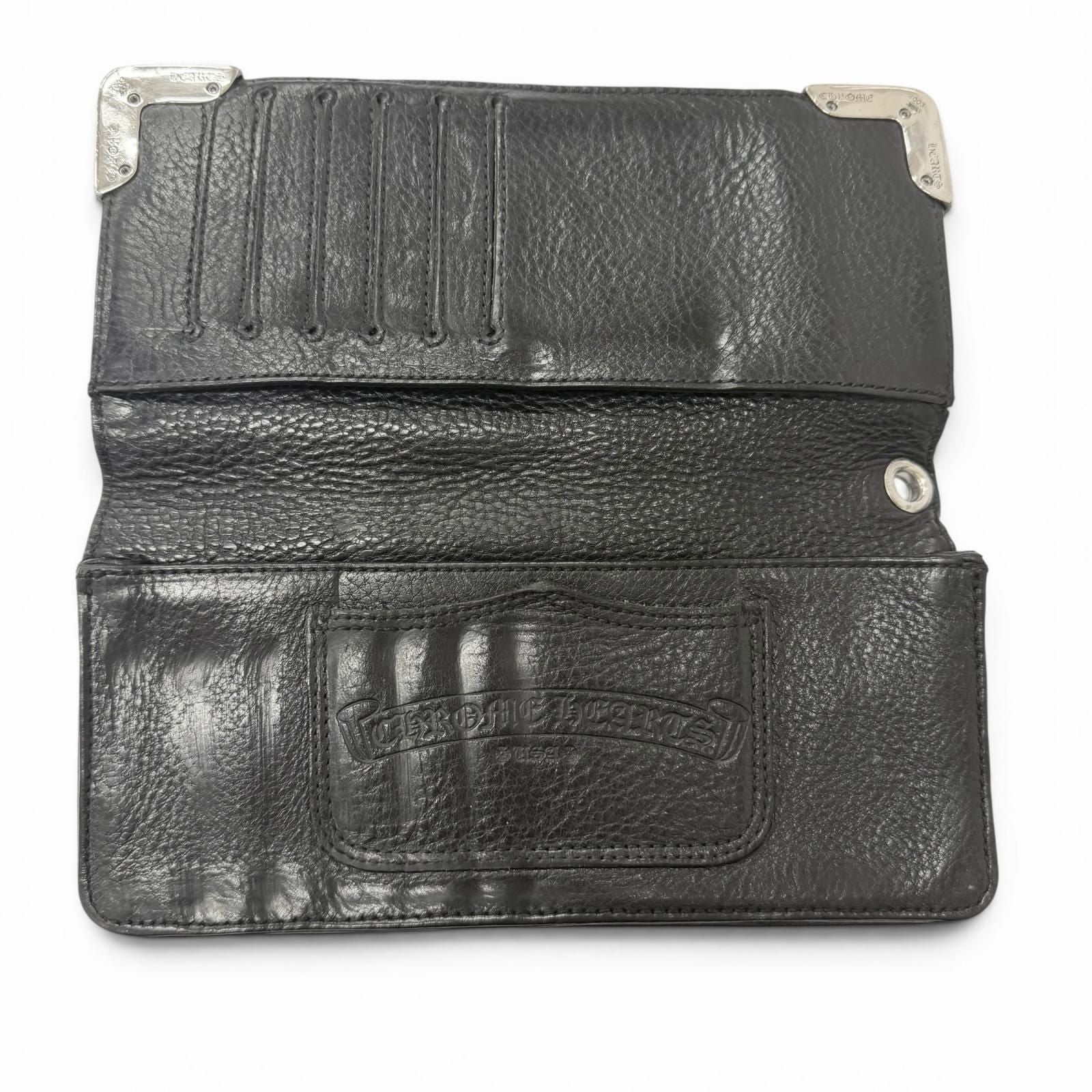 Chrome Hearts Lng Sngl Fld Tips Leather Single Fold Wallet Black Silver — view 5