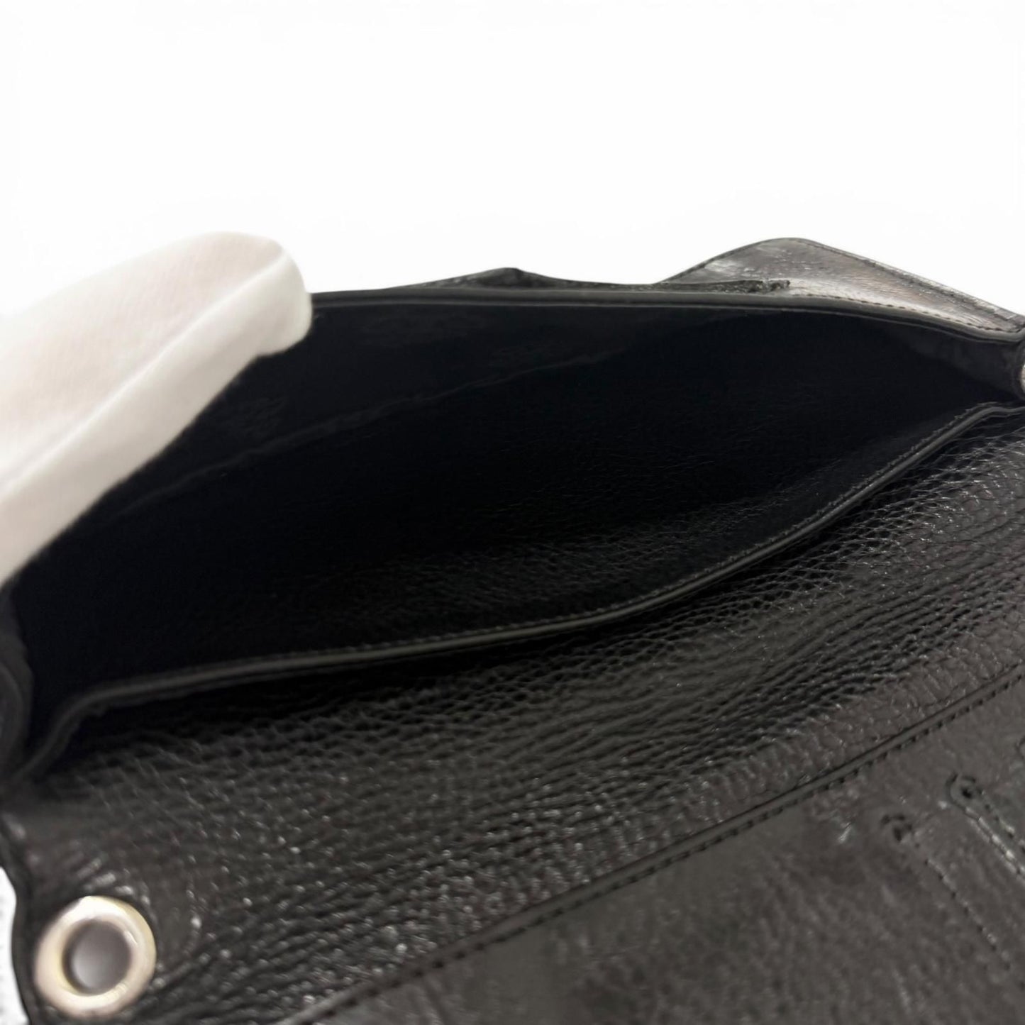 Chrome Hearts Lng Sngl Fld Tips Leather Single Fold Wallet Black Silver — view 6