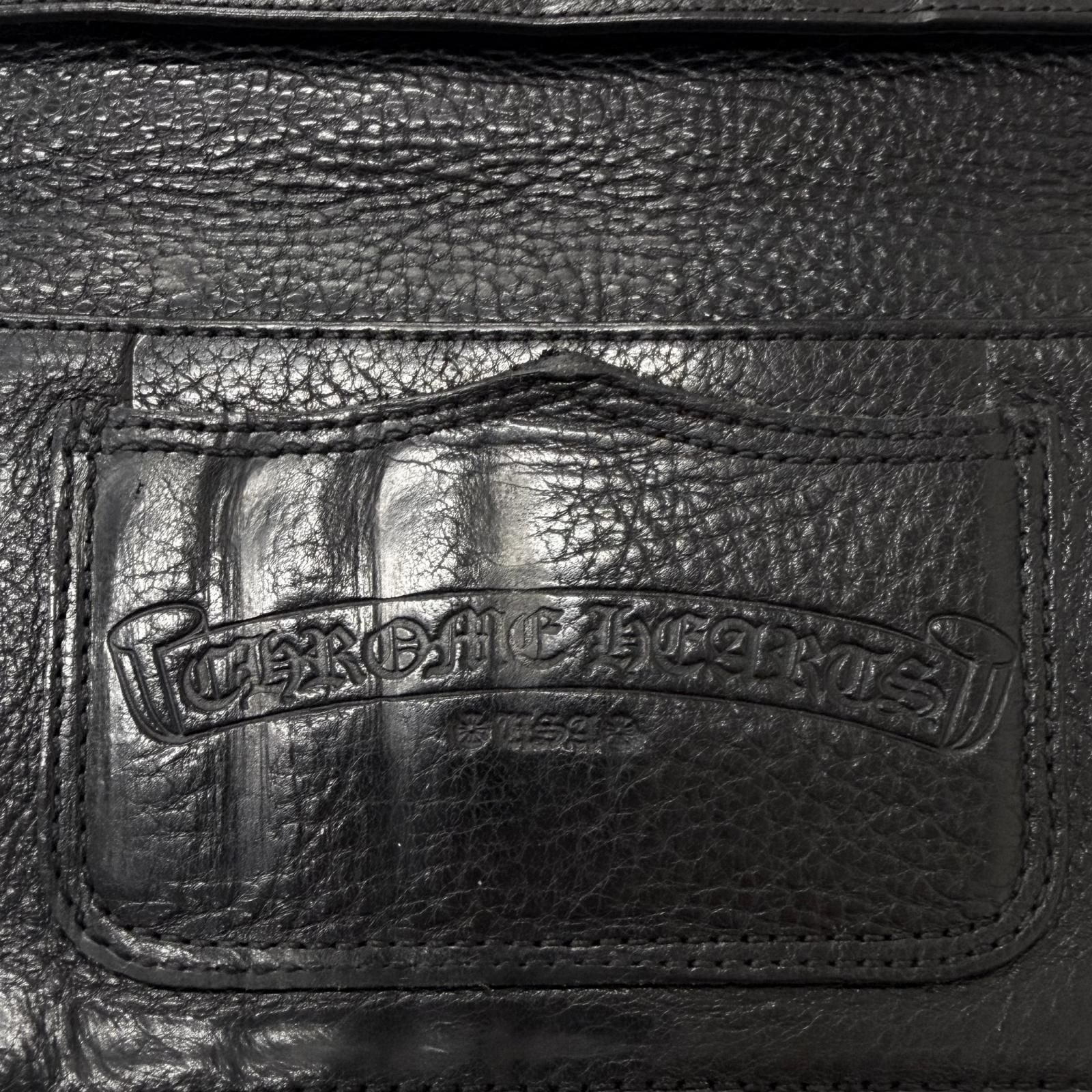 Chrome Hearts Lng Sngl Fld Tips Leather Single Fold Wallet Black Silver — view 8
