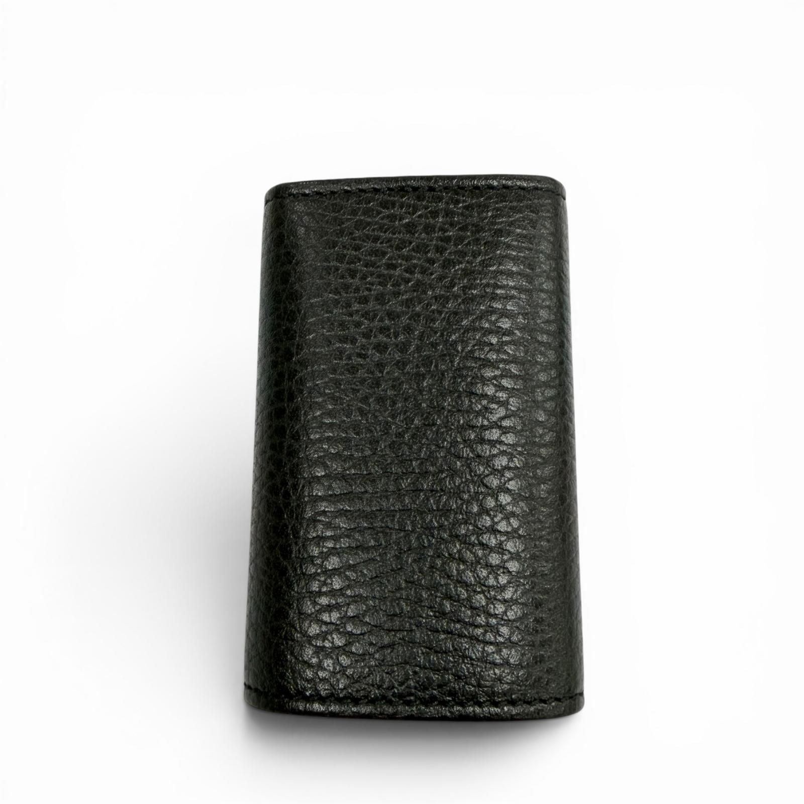 Gucci Leather Double 6 Row Key Case Black Gold Key Holder — view 4