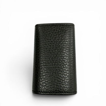 Gucci Leather Double 6 Row Key Case Black Gold Key Holder — view 4