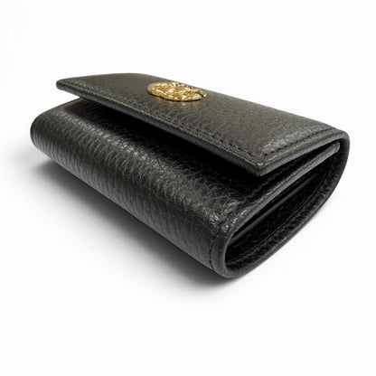 Gucci Leather Double 6 Row Key Case Black Gold Key Holder — view 5