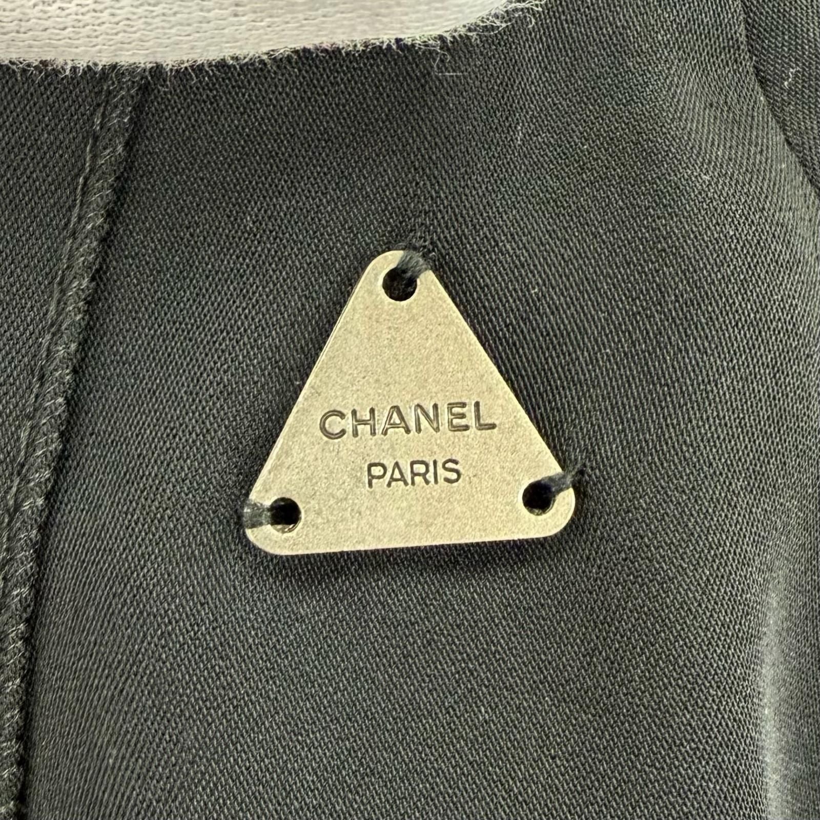 Chanel Vintage Long Skirt with Triangle Logo Plate Black 40 — view 5