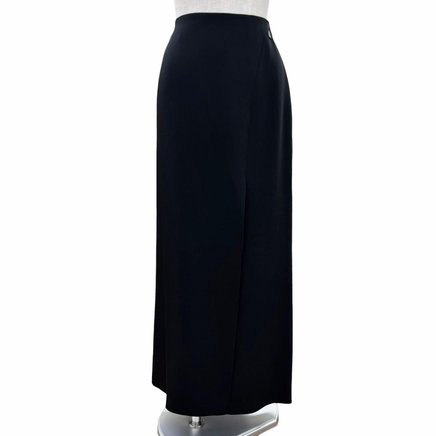 Chanel Vintage Long Skirt with Triangle Logo Plate Black 40