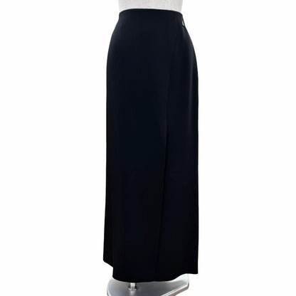 Chanel Vintage Long Skirt with Triangle Logo Plate Black 40