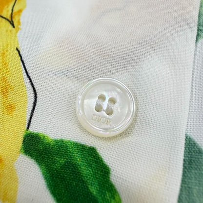 Dior Homme 100% Rayon Floral Print Tailored Long Sleeve Shirt White Yellow 39 — view 5