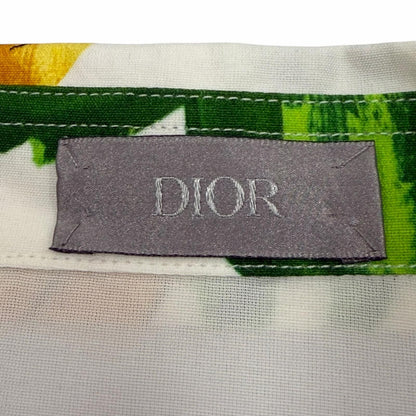 Dior Homme 100% Rayon Floral Print Tailored Long Sleeve Shirt White Yellow 39 — view 6