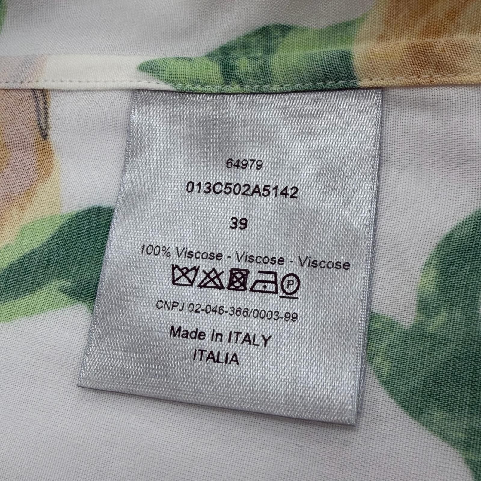 Dior Homme 100% Rayon Floral Print Tailored Long Sleeve Shirt White Yellow 39 — view 8