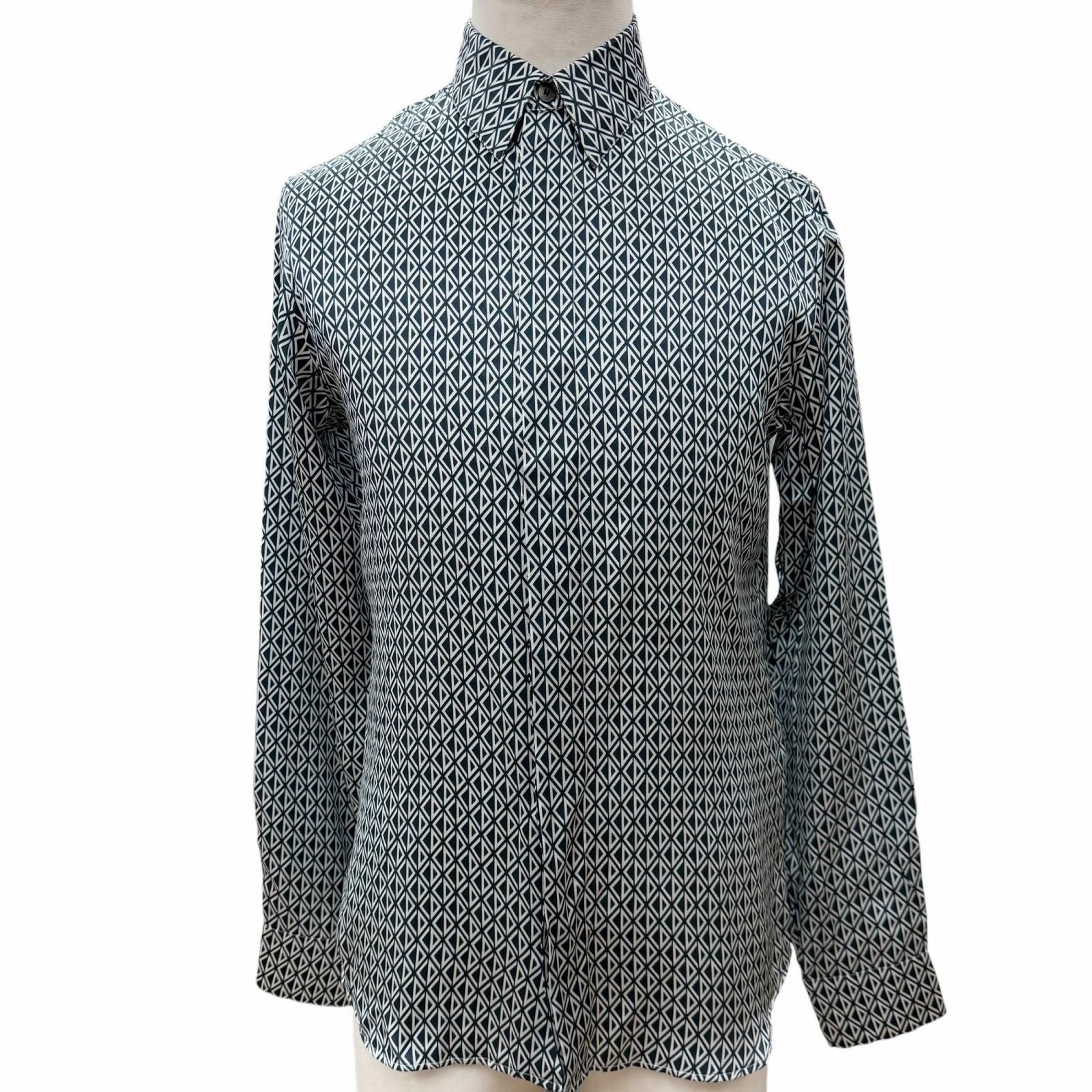 Dior Homme Silk 100% CD Diamond Tailored Long Sleeve Shirt Navy 38