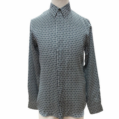 Dior Homme Silk 100% CD Diamond Tailored Long Sleeve Shirt Navy 38
