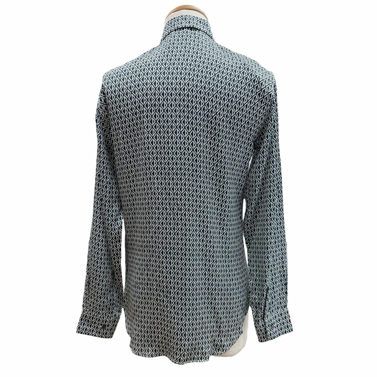Dior Homme Silk 100% CD Diamond Tailored Long Sleeve Shirt Navy 38 — view 4