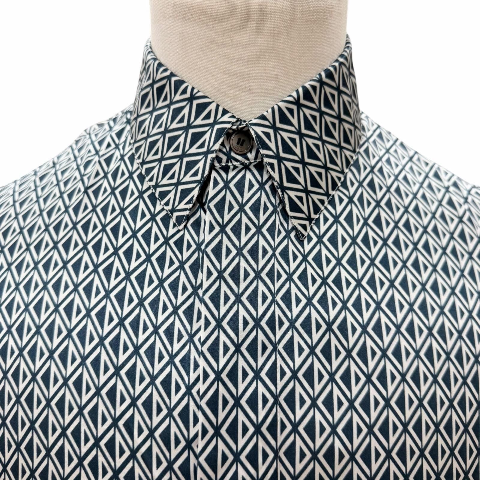 Dior Homme Silk 100% CD Diamond Tailored Long Sleeve Shirt Navy 38 — view 2