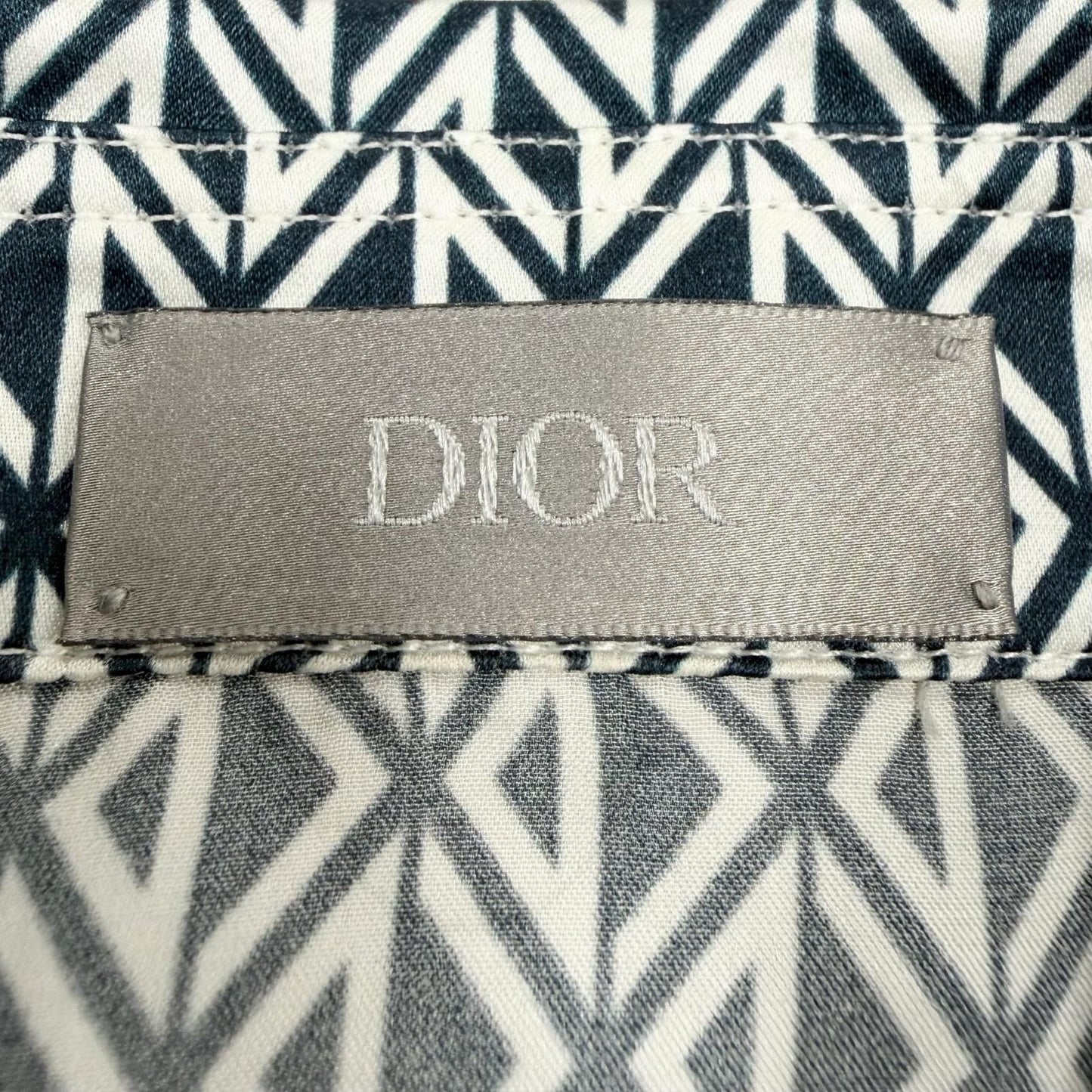 Dior Homme Silk 100% CD Diamond Tailored Long Sleeve Shirt Navy 38 — view 6