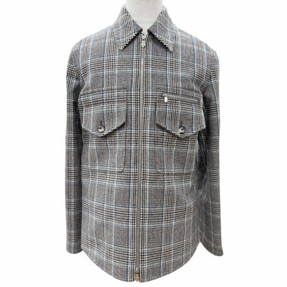 Hermes Prince of Wales Surligne Plaid Series Button Double Zip Up Jacket Long