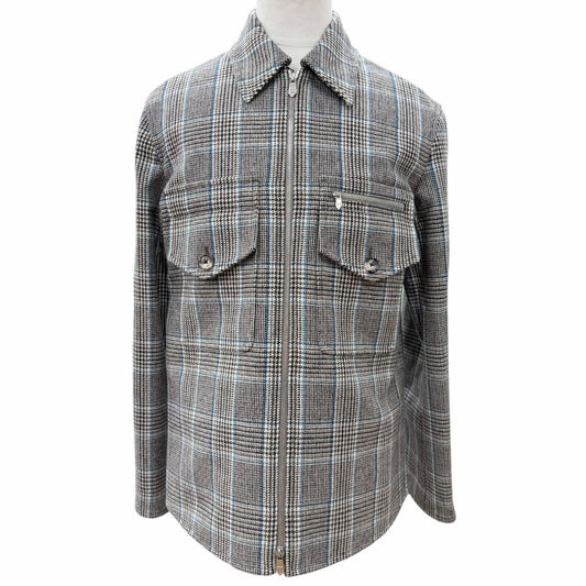 Hermes Prince of Wales Surligne Plaid Series Button Double Zip Up Jacket Long