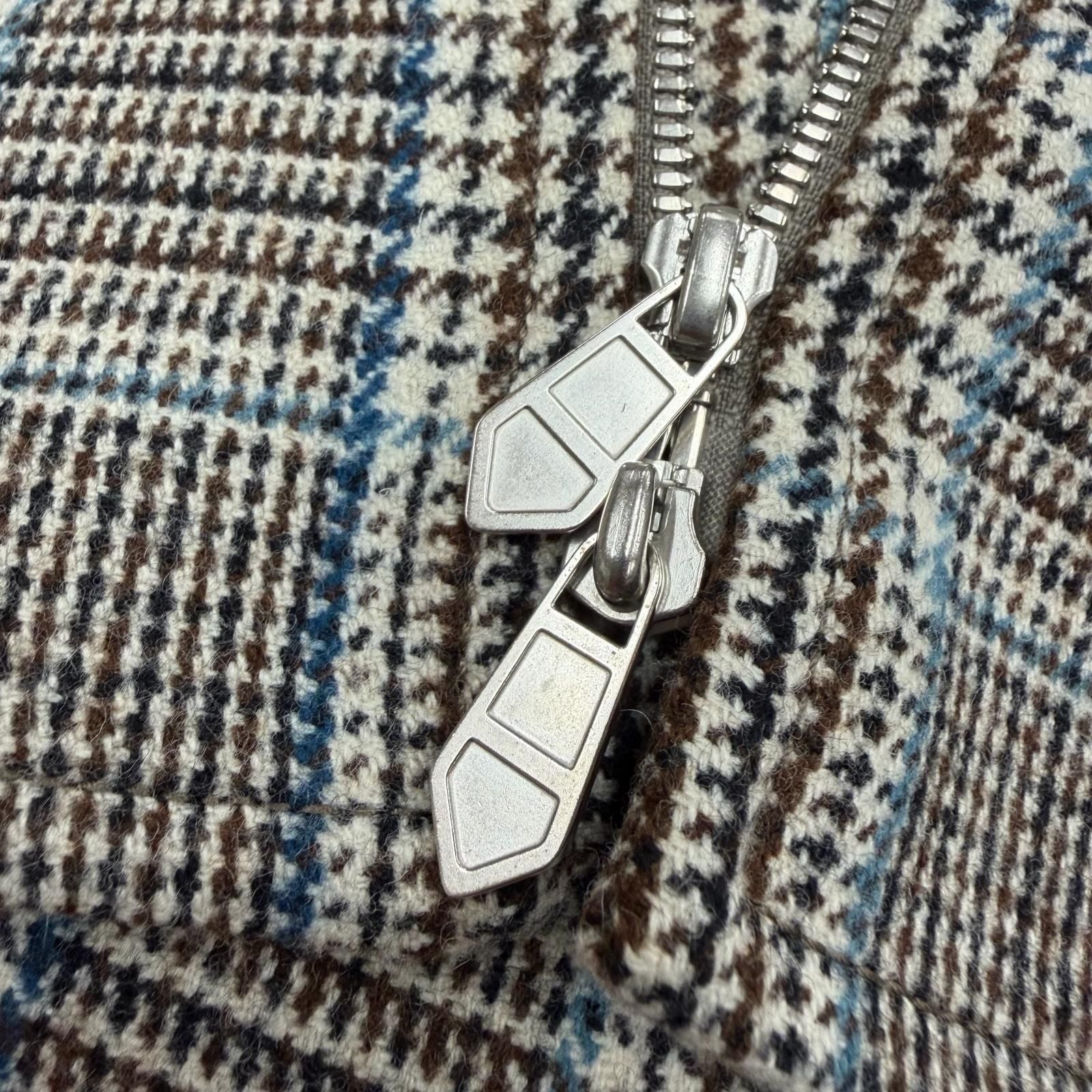 Hermes Prince of Wales Surligne Plaid Series Button Double Zip Up Jacket Long — view 8