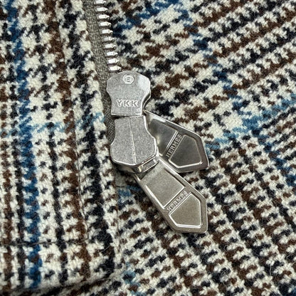 Hermes Prince of Wales Surligne Plaid Series Button Double Zip Up Jacket Long — view 9