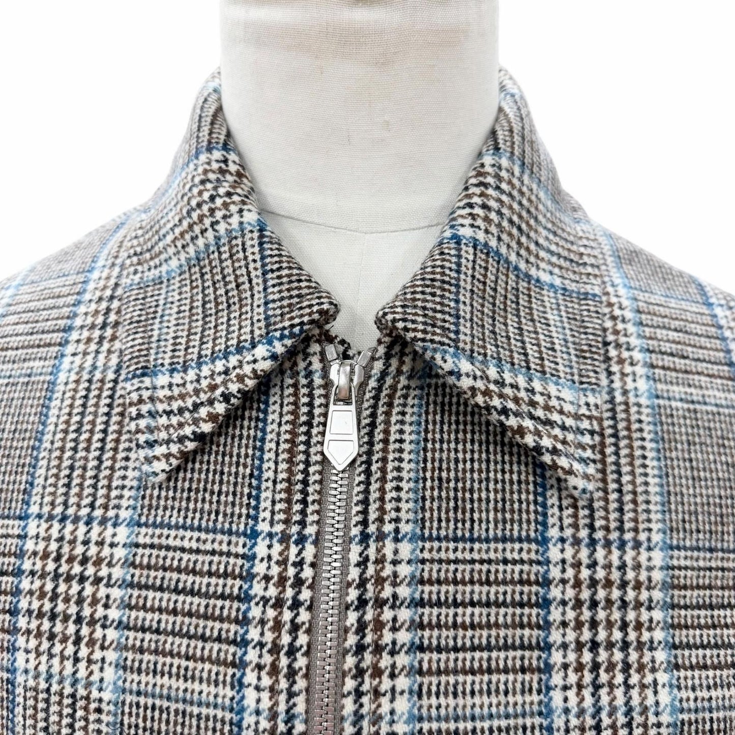 Hermes Prince of Wales Surligne Plaid Series Button Double Zip Up Jacket Long — view 2