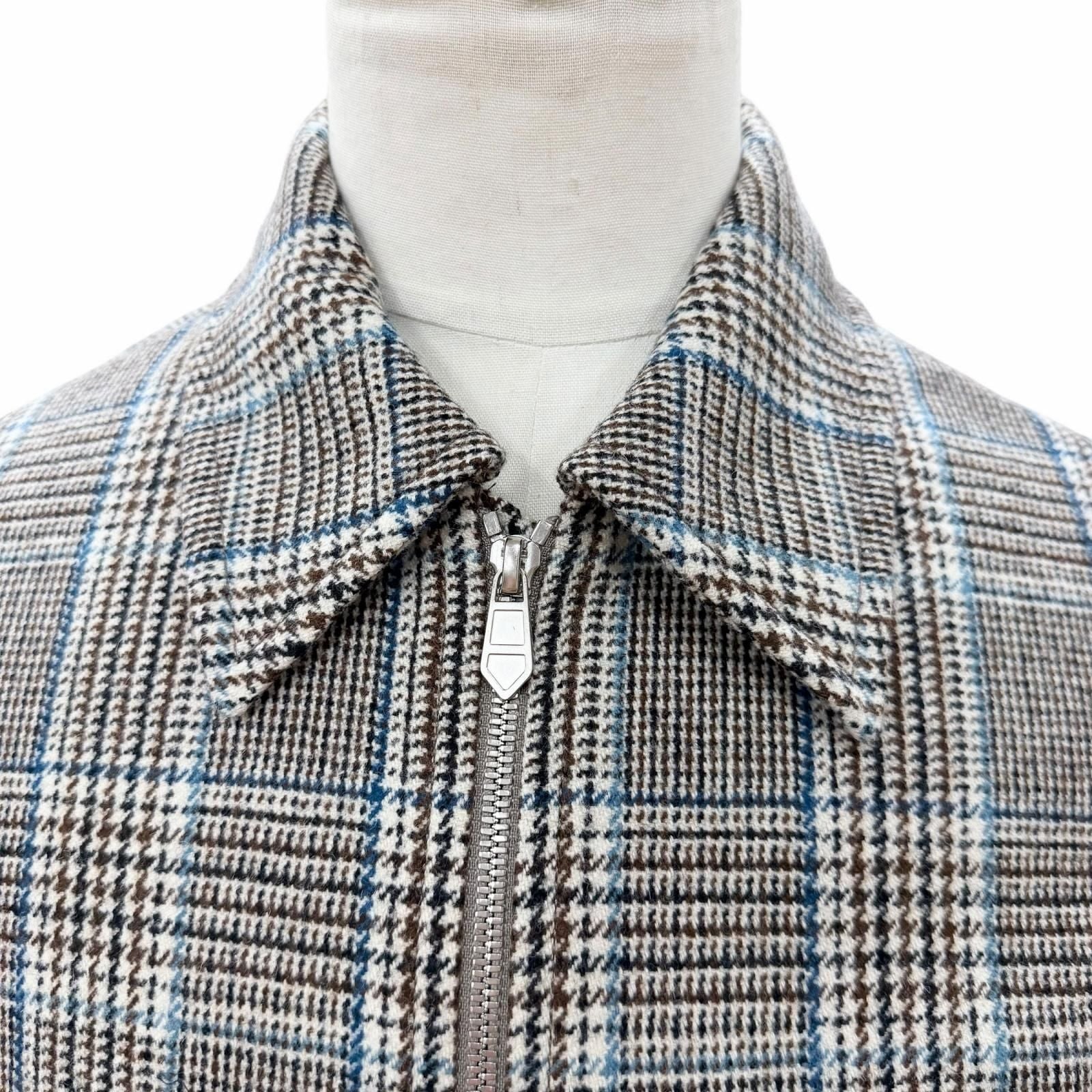 Hermes Prince of Wales Surligne Plaid Series Button Double Zip Up Jacket Long — view 2