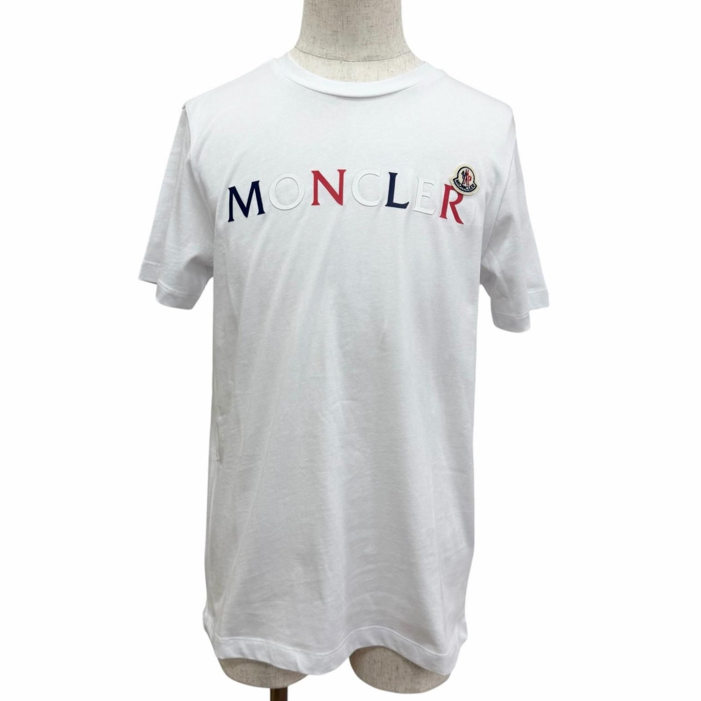 Moncler SS T-Shirt Cotton 100% Logo Patch Crew Neck Short Sleeve White XS