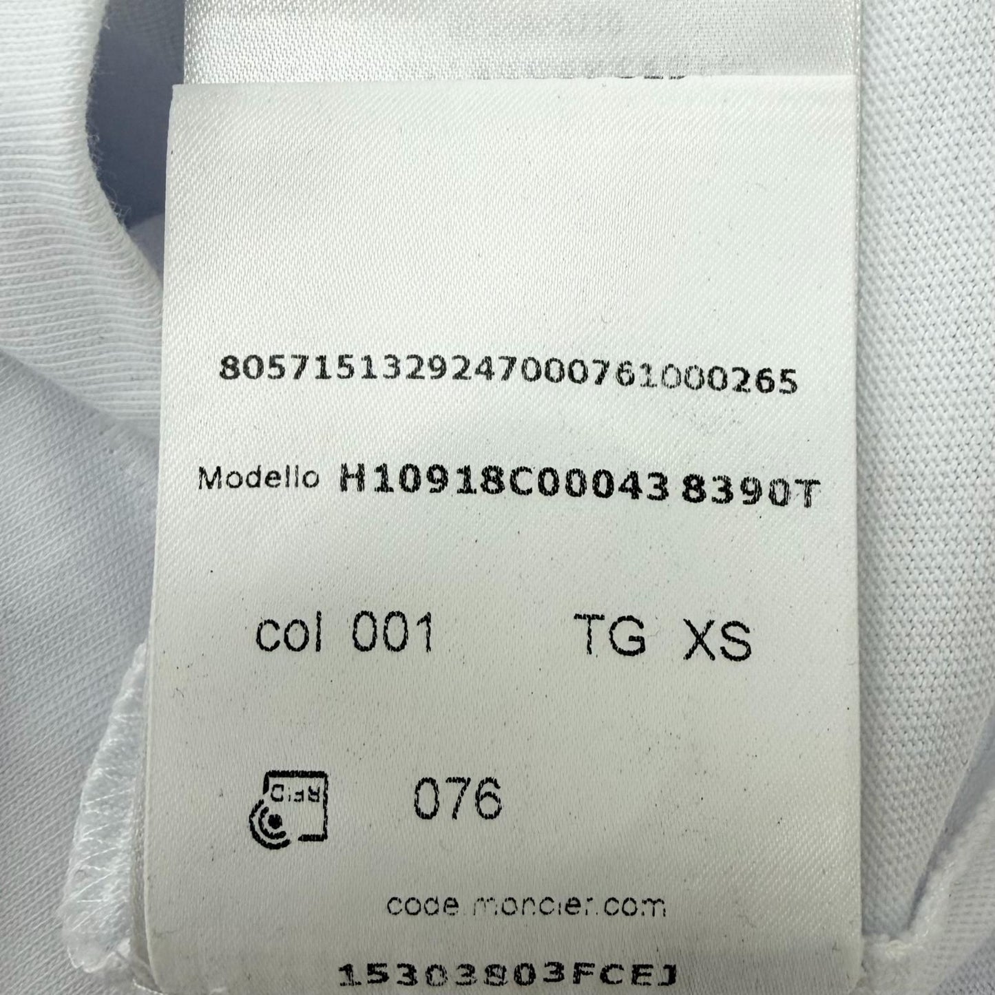 Moncler SS T-Shirt Cotton 100% Logo Patch Crew Neck Short Sleeve White XS — view 8