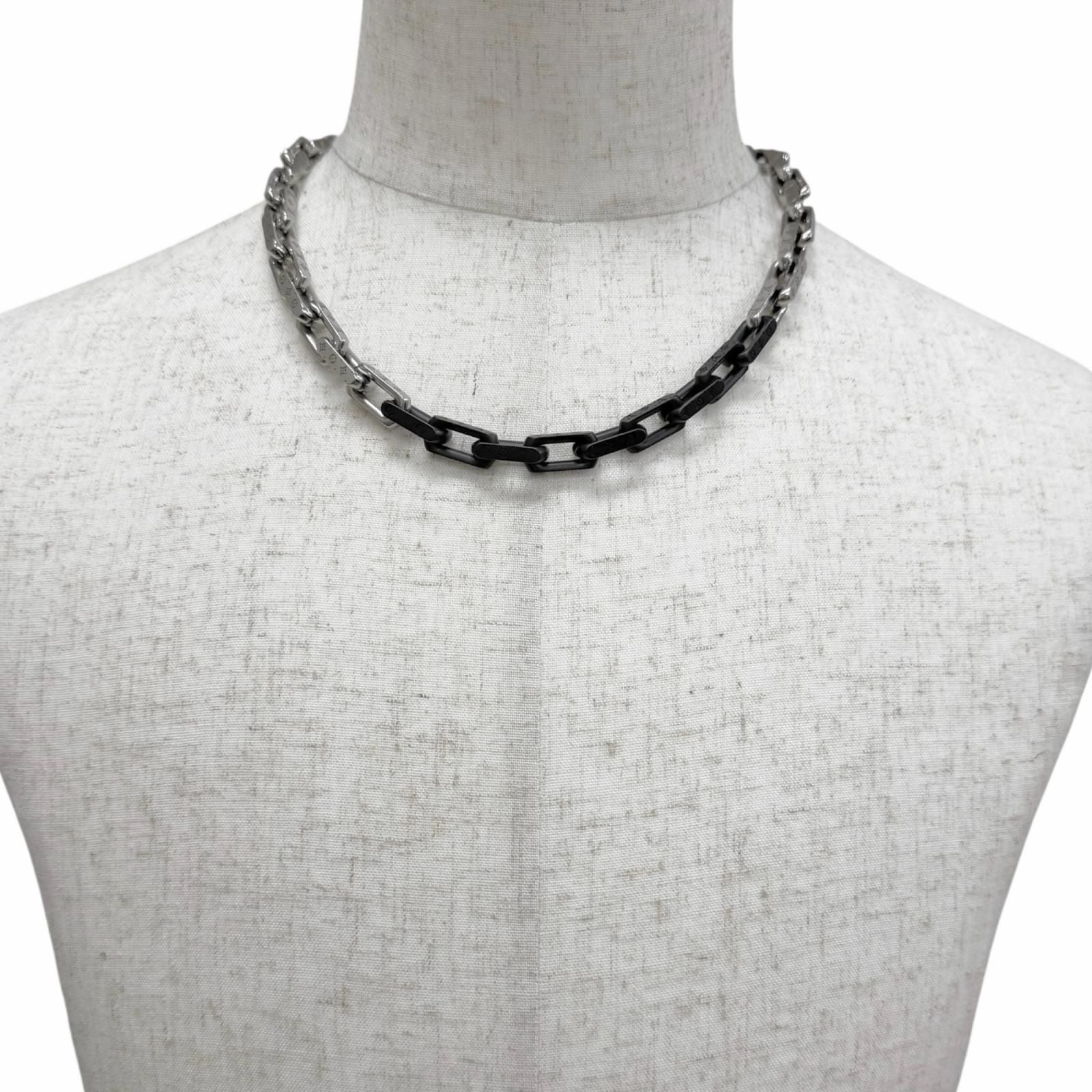 Louis Vuitton Necklace Monogram Chain Collier Silver Black — view 2