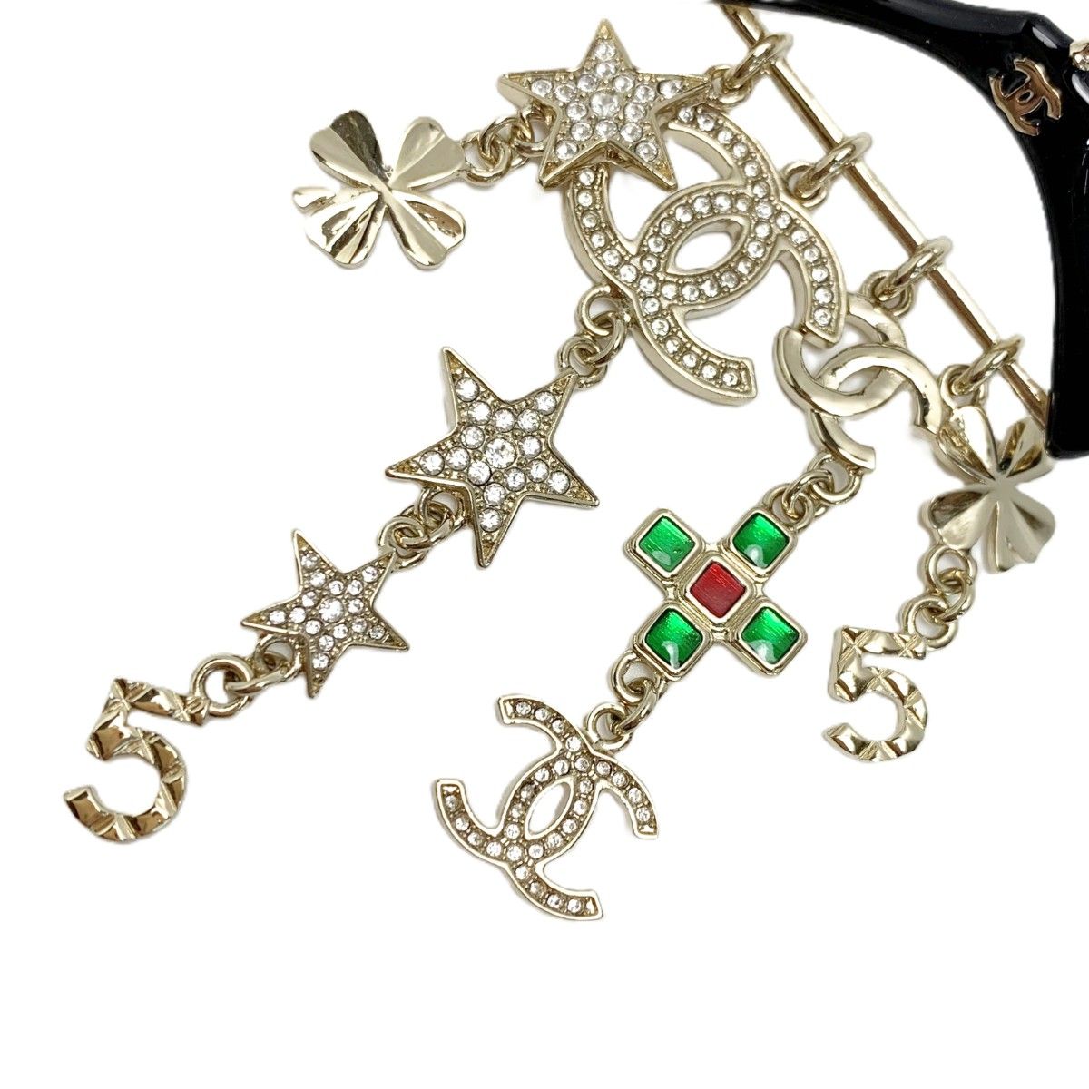 Chanel CC Logo Hanger Motif Metal Resin Brooch Gold Black — view 4