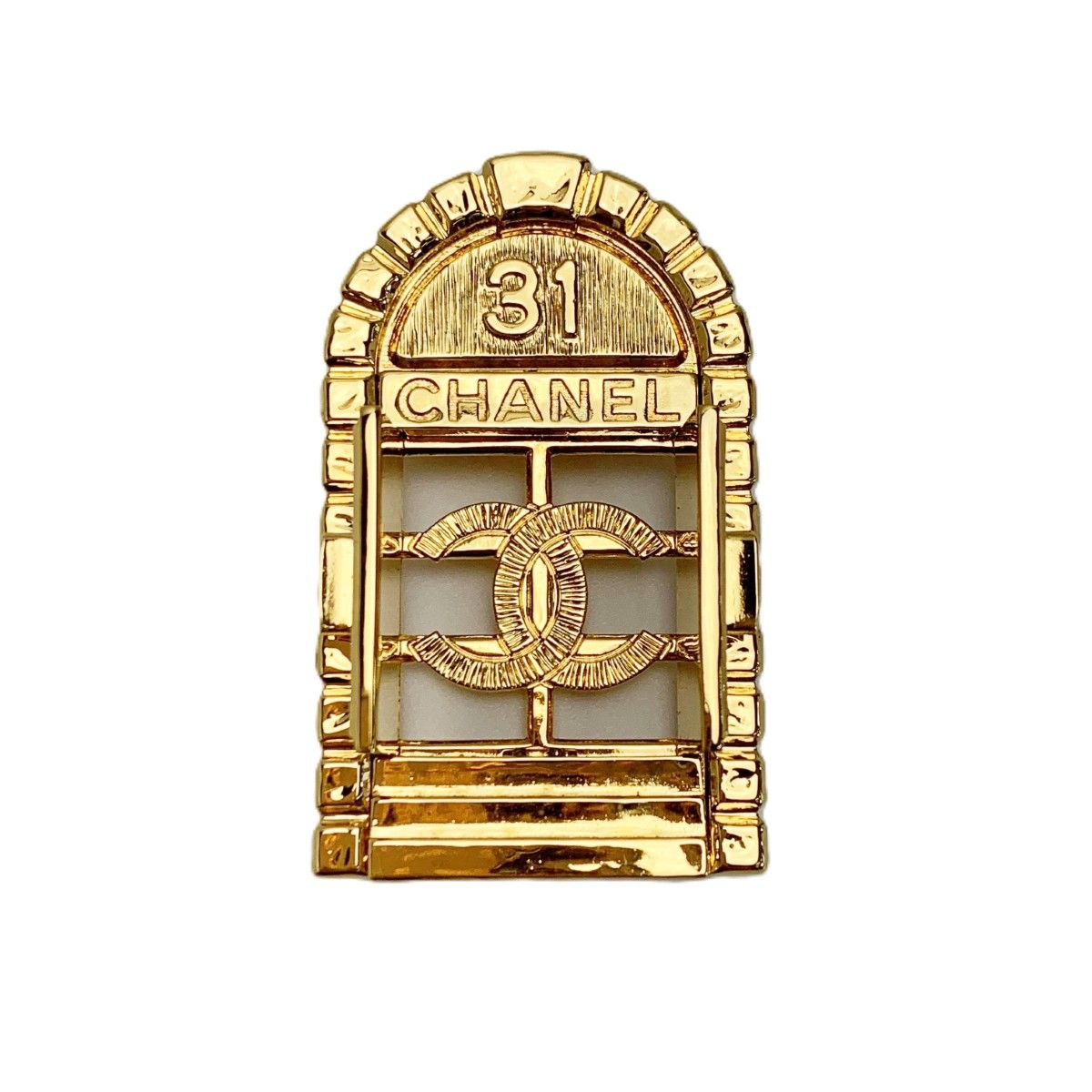 Chanel 31 Door Motif Brooch Plated Gold — view 2