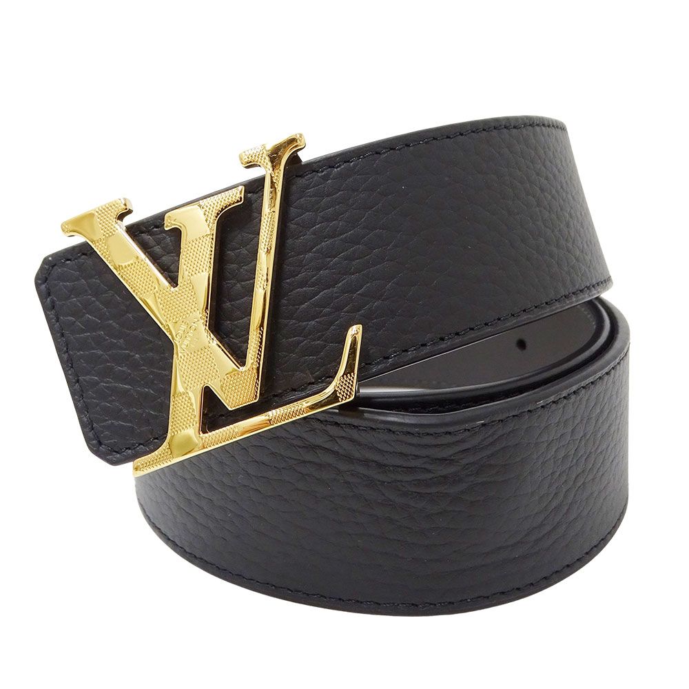 Louis Vuitton Belt Calf LV Damier 40 mm Reversible Black Gold 85 34 Logo Adult