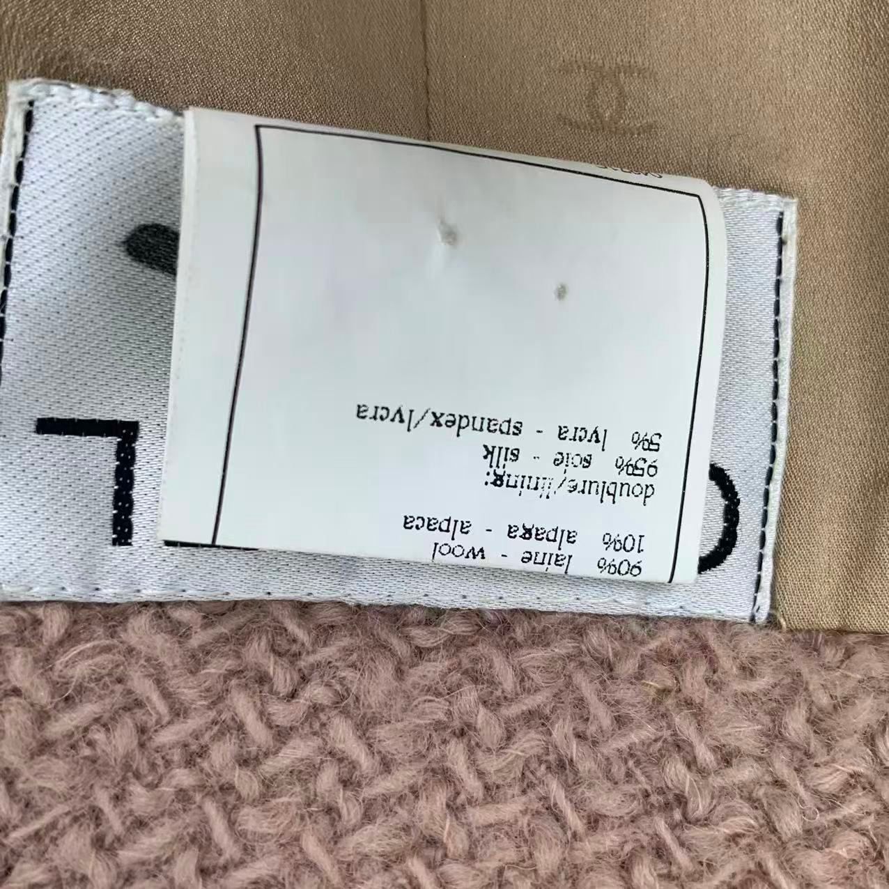 Chanel Gripoix Button Tweed Jacket Pink Beige Wool 44 — view 8