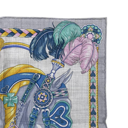 Hermes Scarf Carre Gavroche 45 Arne de Coeur 12 Cashmere Silk Gricine Rose Blue — view 4