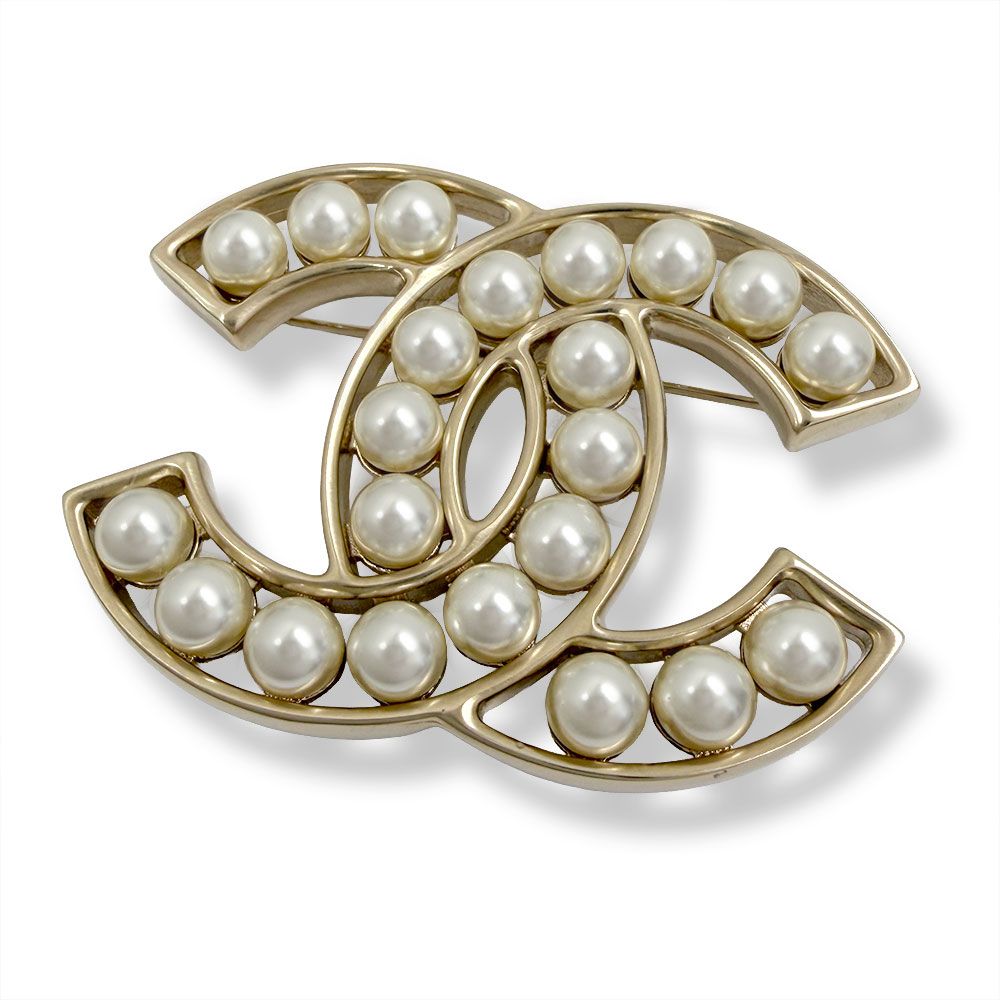 Chanel Logo Brooch Gold