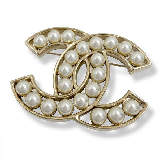 Chanel Logo Brooch Gold