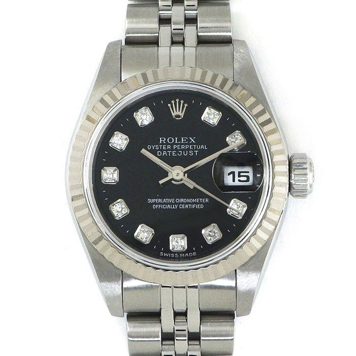 Rolex Datejust P Number 10 Points Diamond Index Black Dial Full Ted Bezel