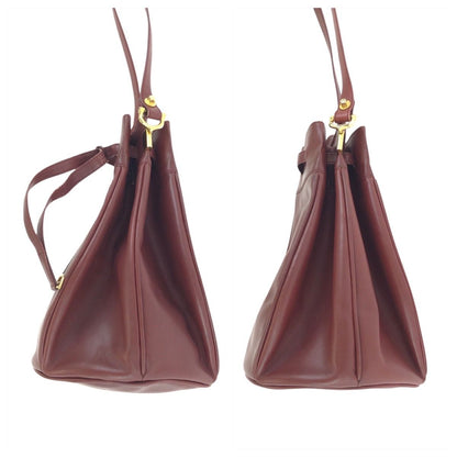 Cartier Must Line Wine Red Bordeaux Gold Leather Shoulder Bag Pochette — view 8