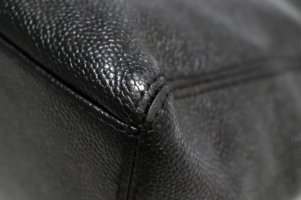 Chanel Caviar Leather Jumbo CC Logo GD Handbag — view 6