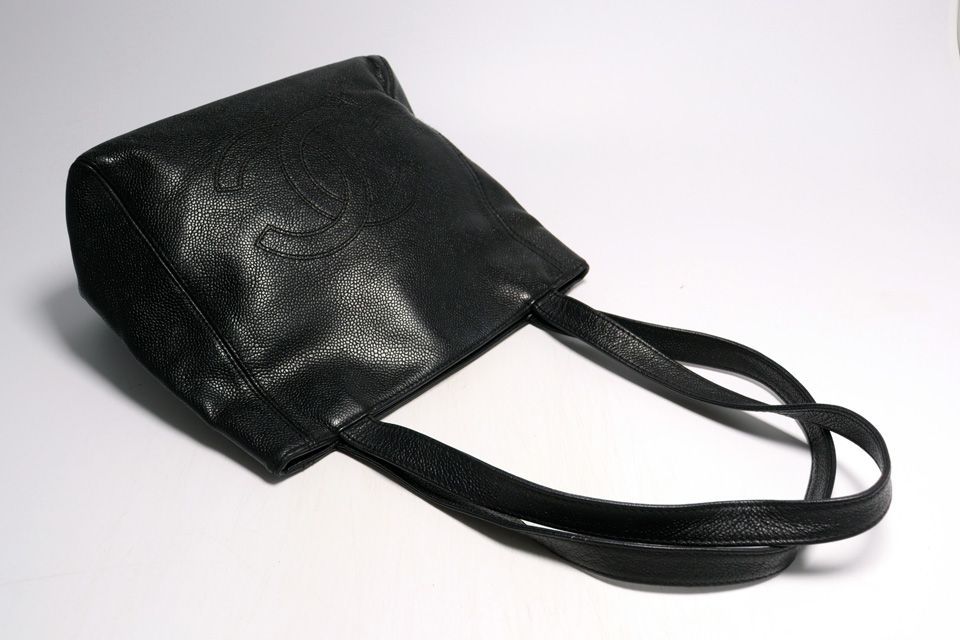 Chanel Caviar Leather Jumbo CC Logo GD Handbag — view 9