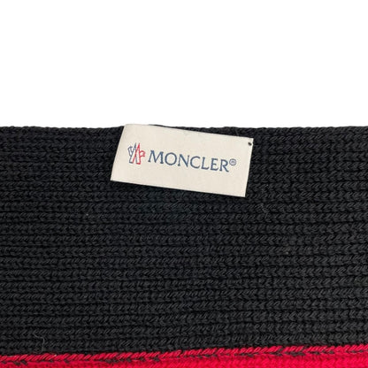 Moncler Mont Cles Scarf Tricolor Stripe Wool Logo Patch Black Red White Navy — view 7