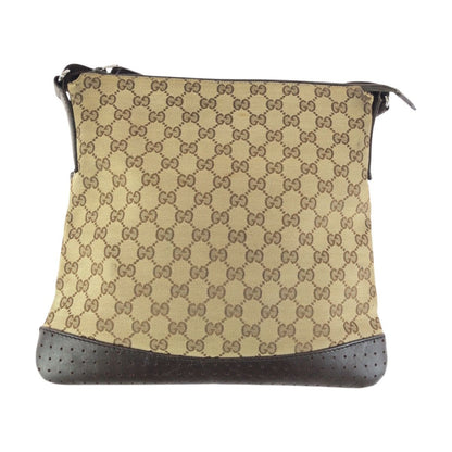 Gucci Brown Beige Silver GG Canvas Leather Shoulder Bag s — view 2