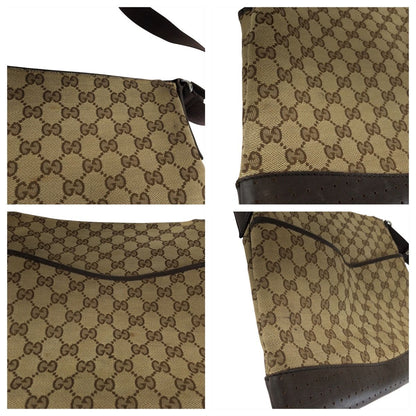 Gucci Brown Beige Silver GG Canvas Leather Shoulder Bag s — view 5