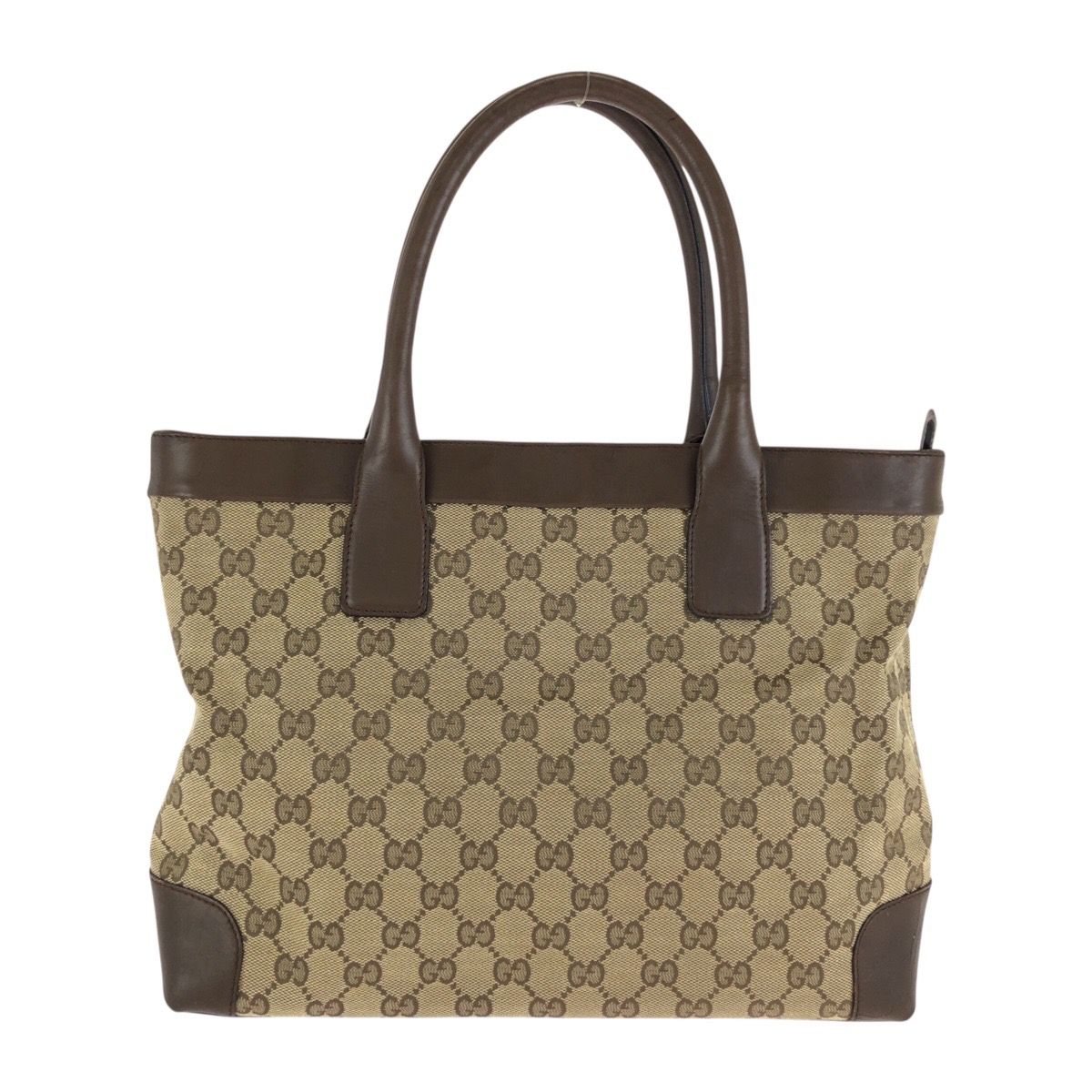 Gucci Brown Beige GG Canvas Leather 002 Tote