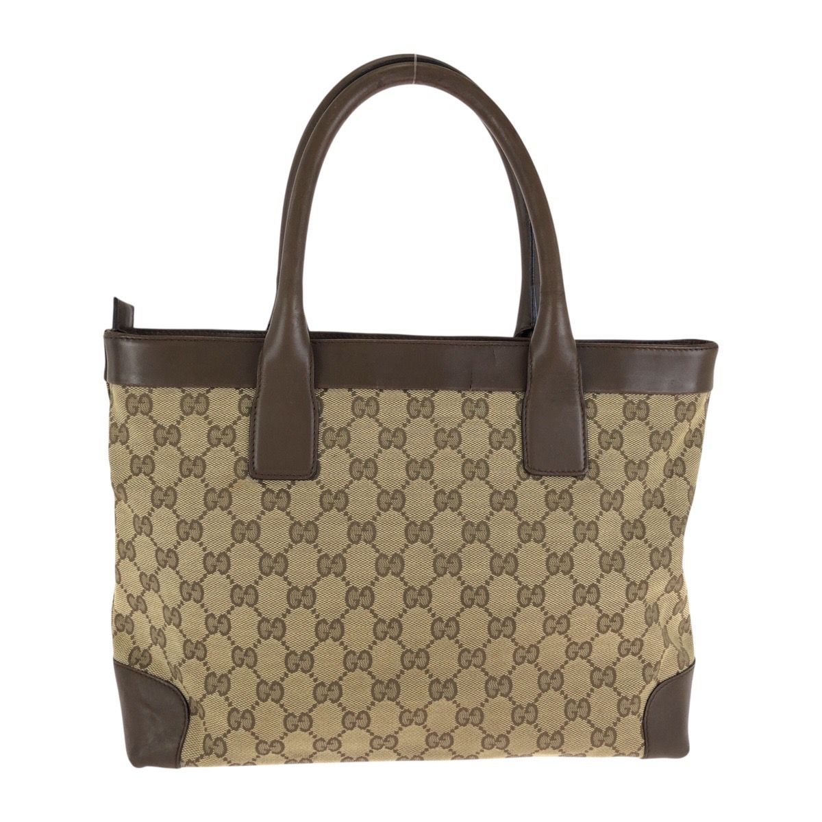 Gucci Brown Beige GG Canvas Leather 002 Tote — view 2