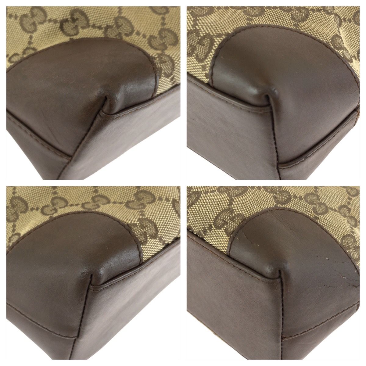 Gucci Brown Beige GG Canvas Leather 002 Tote — view 3