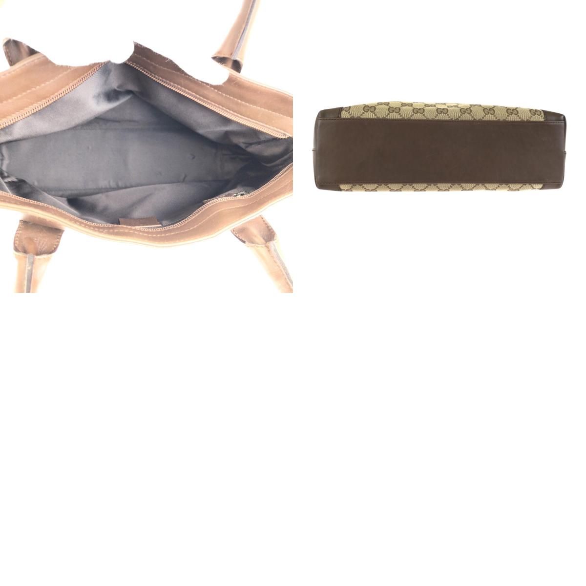 Gucci Brown Beige GG Canvas Leather 002 Tote — view 9